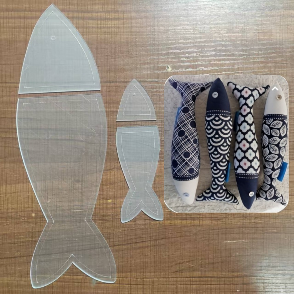 Embroidery And Quilting - 魚キルティングテンプレート アクリル製縫製ツール DIYギフト 刺繍ステンシル 多機能描画ツール キルティングテンプレートセット