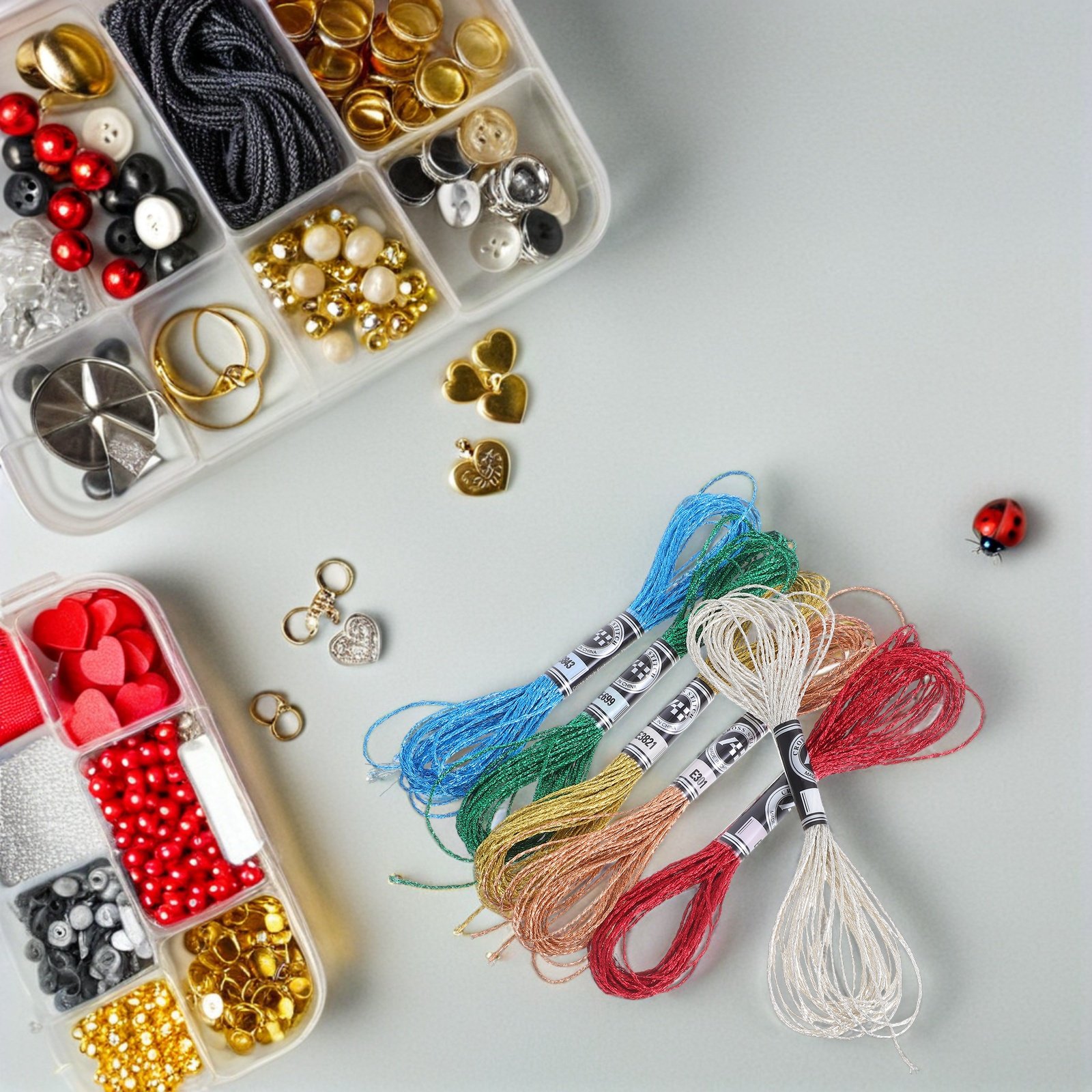 Embroidery Bracelet - 6本入り豪華なメタリック刺繍糸、鮮やかで色褪せにくい光沢のあるポリエステル糸、DIYホームデコレーションやブレスレット製作に最適
