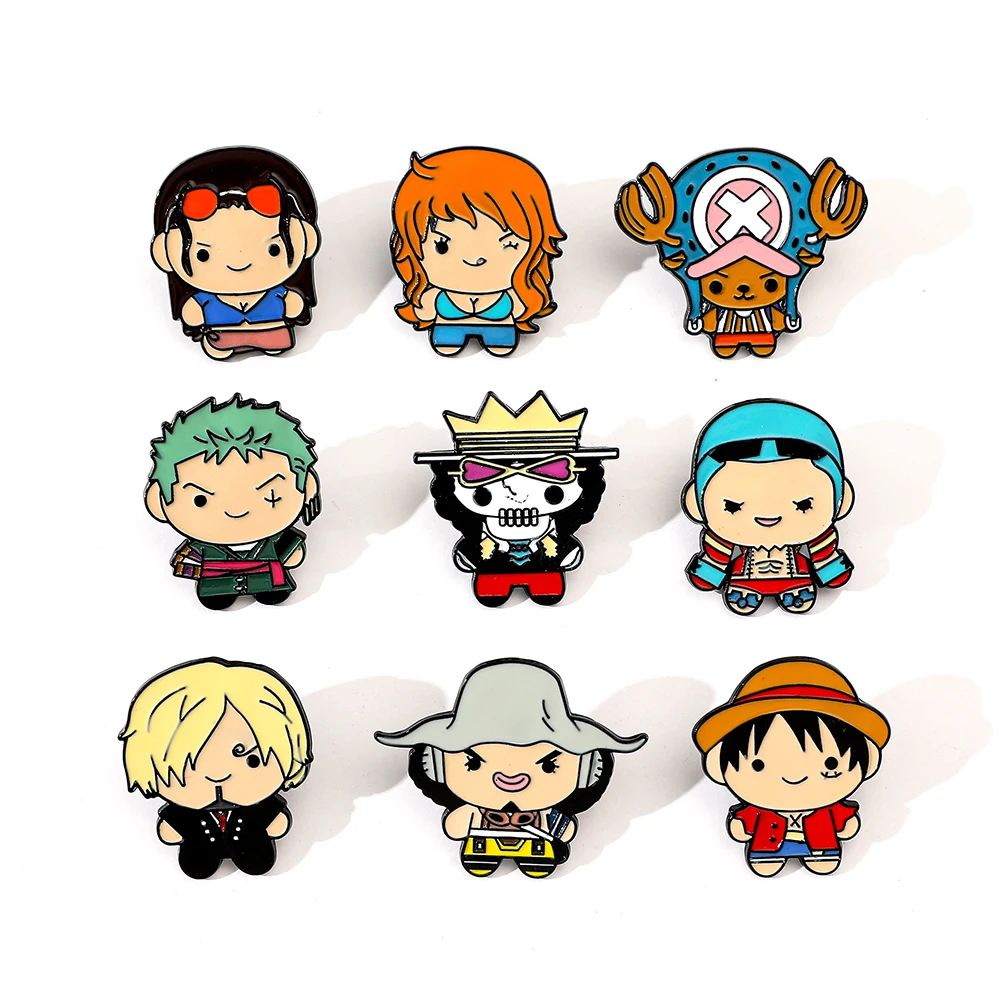 Embroidery Textile - 9 個クリエイティブ漫画ブローチアニメワンピースエナメルピン金属バッジジュエリー衣類バックパックアクセサリー友人へのギフト