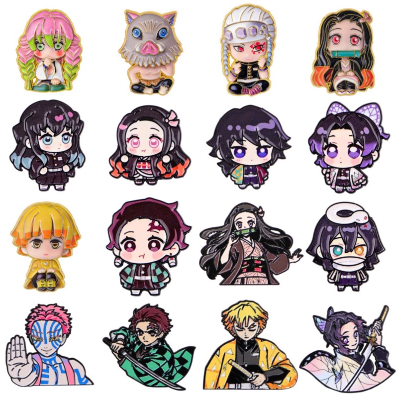 Embroidery Textile - かわいい Q バージョン着物漫画キャラクターエナメルピンアニメフィギュアラペルブローチバックパック帽子服日常衣装装飾バッジ