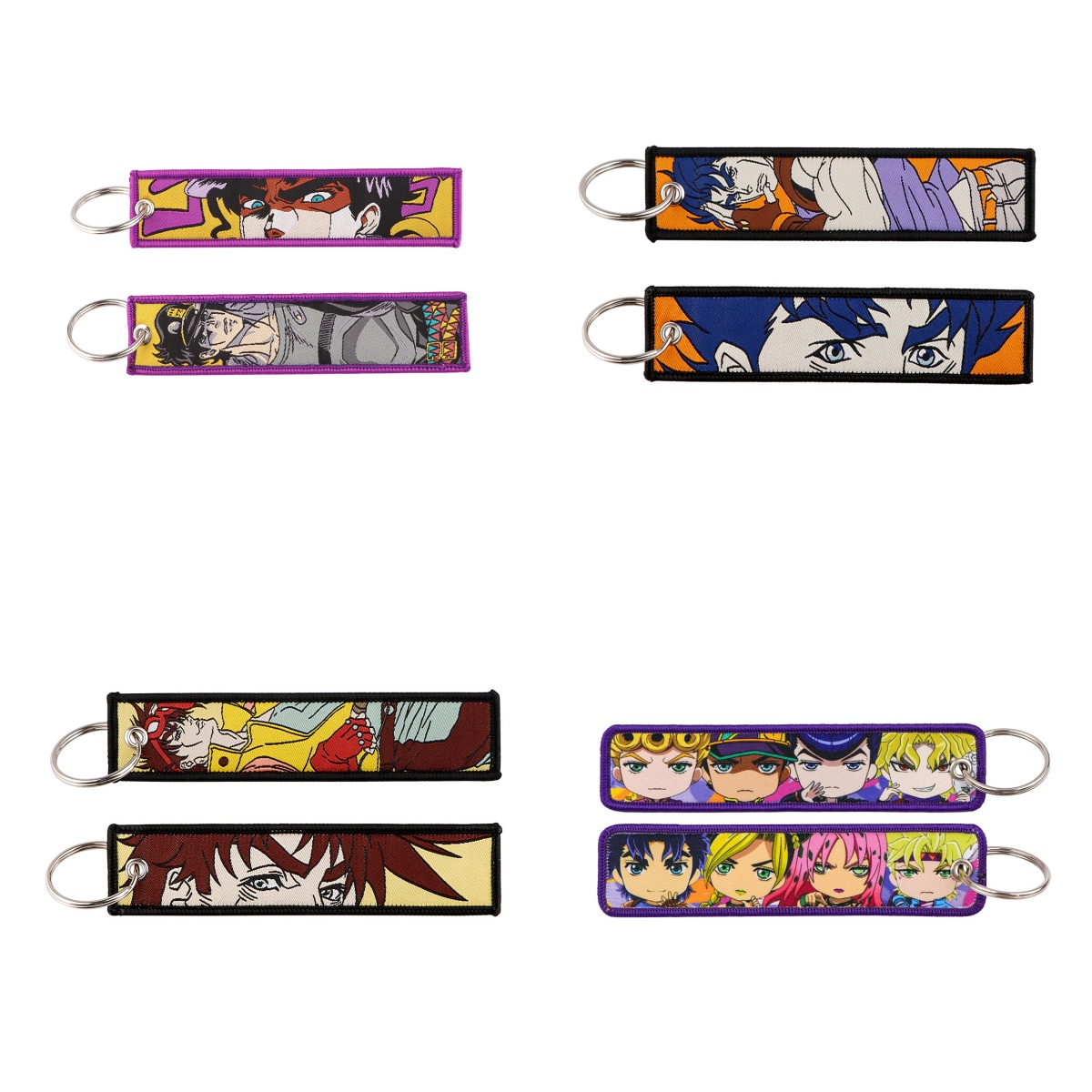 Embroidery Frame - 1個入り トレンディな男性向けアニメ刺繍キーホルダー カラフルな漫画プリントキーチェーン ペンダント メタルリング バックパック用装飾アクセサリー