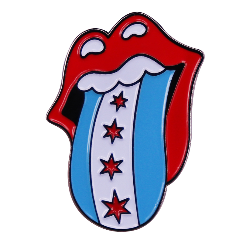 Embroidery Lips - Chicago-エナメルピン,音楽唇,バッジ,装飾ジュエリー