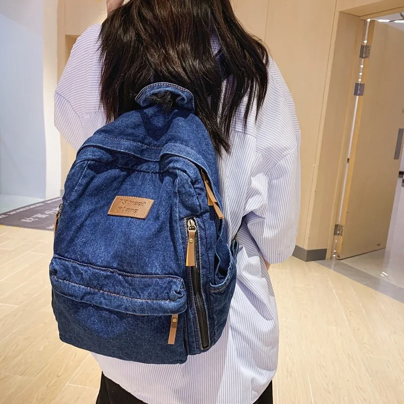 デニムファッションバックパック、スクールトレンド学生用ジーン - Embroidery Frame のレビューと価格