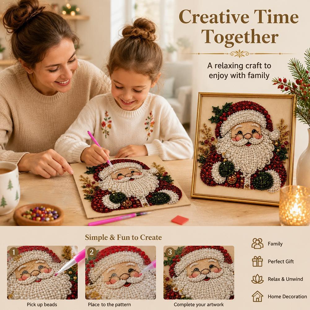 クリスマス サンタクロース パールアート DIYキット 額入 - Embroidery Frame のレビューと価格
