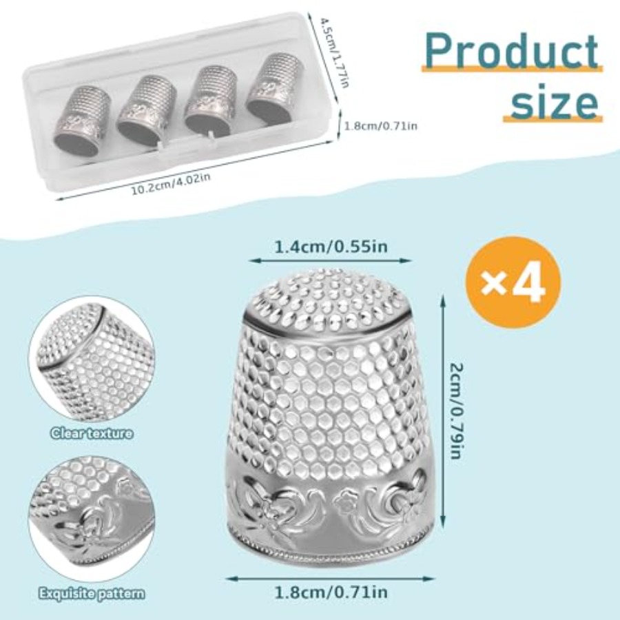 ZMAAGG 手縫い用指ぬき、縫製用指ぬき、4個入り金属製指 - Embroidery And Quilting のレビューと価格