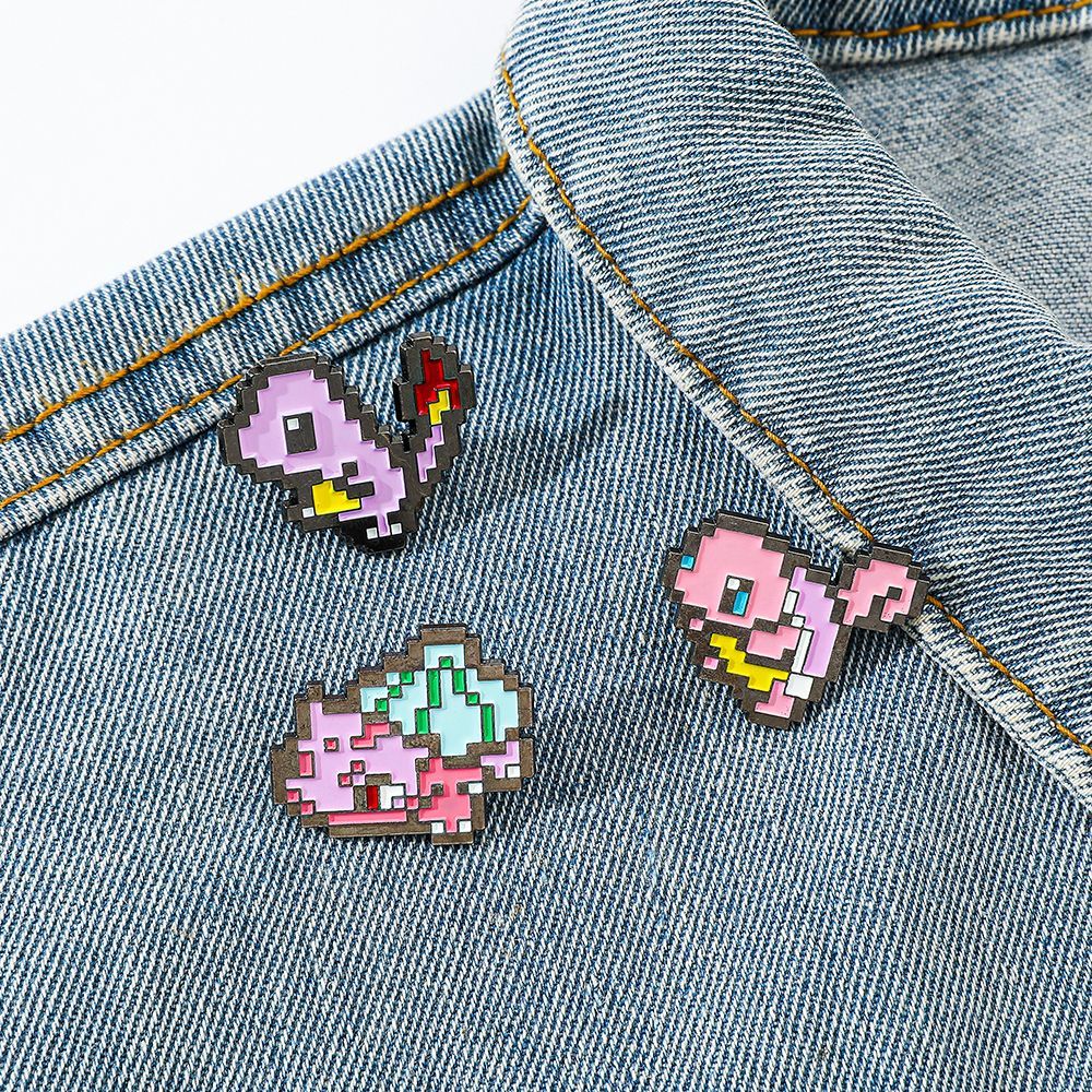 ピクセルモザイクポケモンメタルエナメルピン、かわいい漫画ポケ - Embroidery Textile のレビューと価格