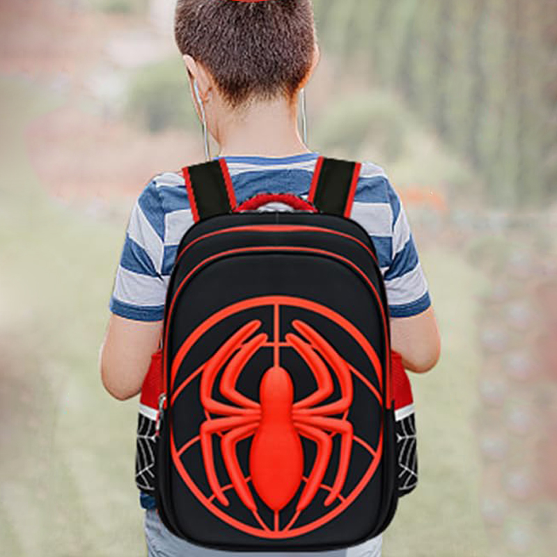 ファッション子供のバックパック子供男の子スクールバッグ赤と黒 - Embroidery Motif のレビューと価格