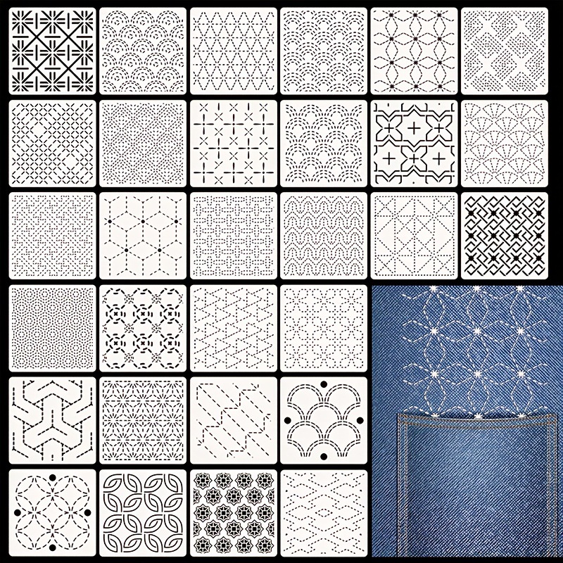 30 個の刺繍テンプレート DIY 刺繍パターン幾何学ライン - Embroidery And Quilting のレビューと価格
