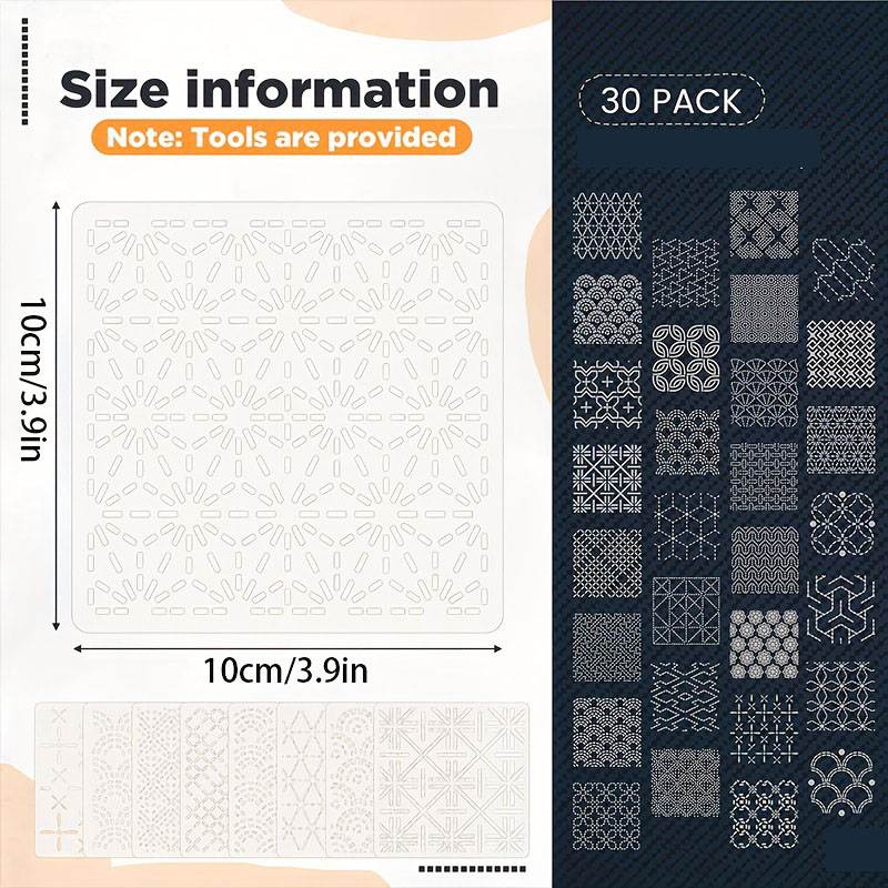 30 個の刺繍テンプレート DIY 刺繍パターン幾何学ライン - Embroidery And Quilting のレビューと価格