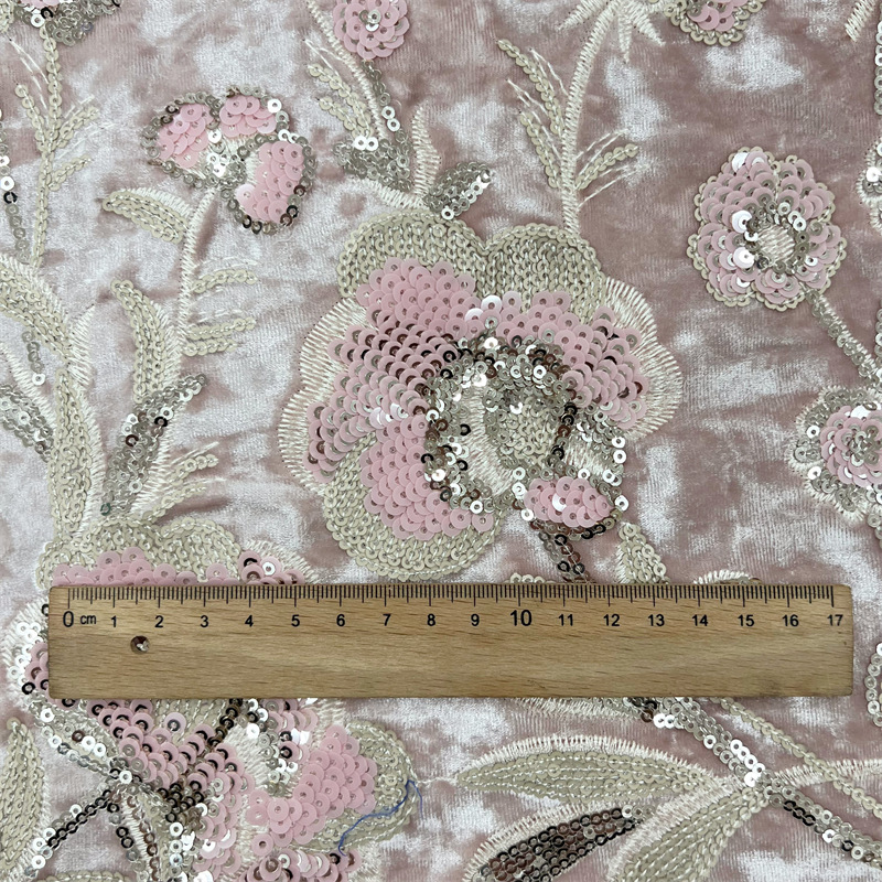 幅130cmの新着ベルベット生地刺繍スパンコールフラワー – - Embroidery Needle のレビューと価格
