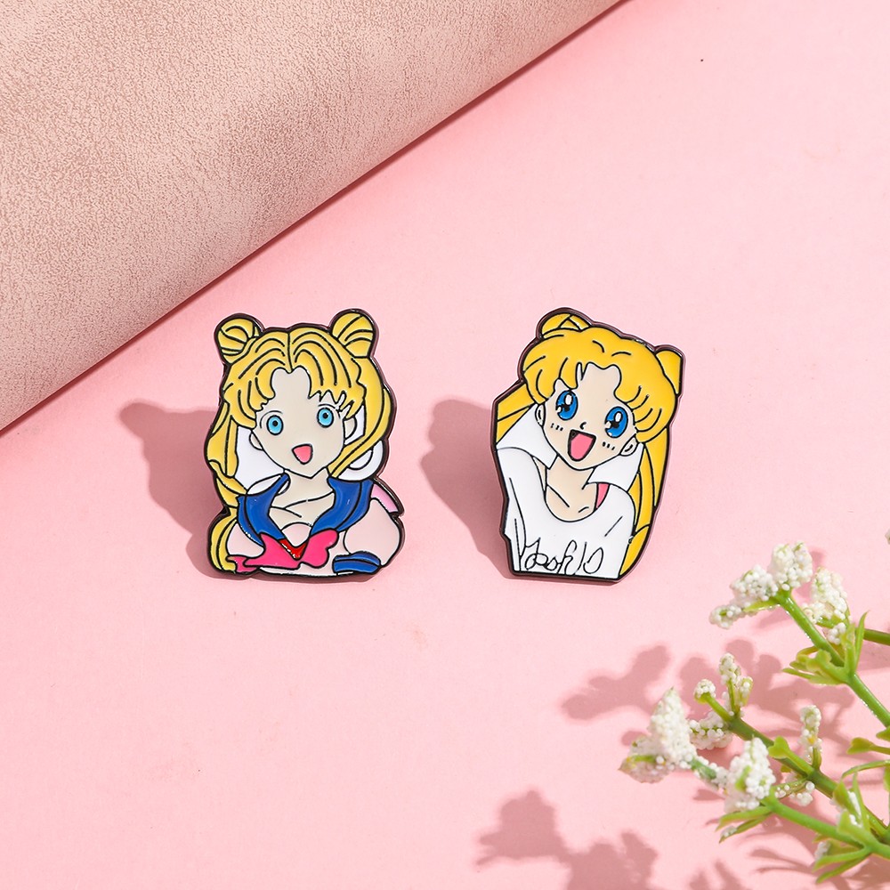 2個セット 面白い漫画ブローチ かわいいウサギと月野のキャラ - Embroidery Textile のレビューと価格