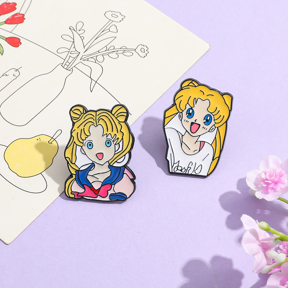 2個セット 面白い漫画ブローチ かわいいウサギと月野のキャラ - Embroidery Textile のレビューと価格