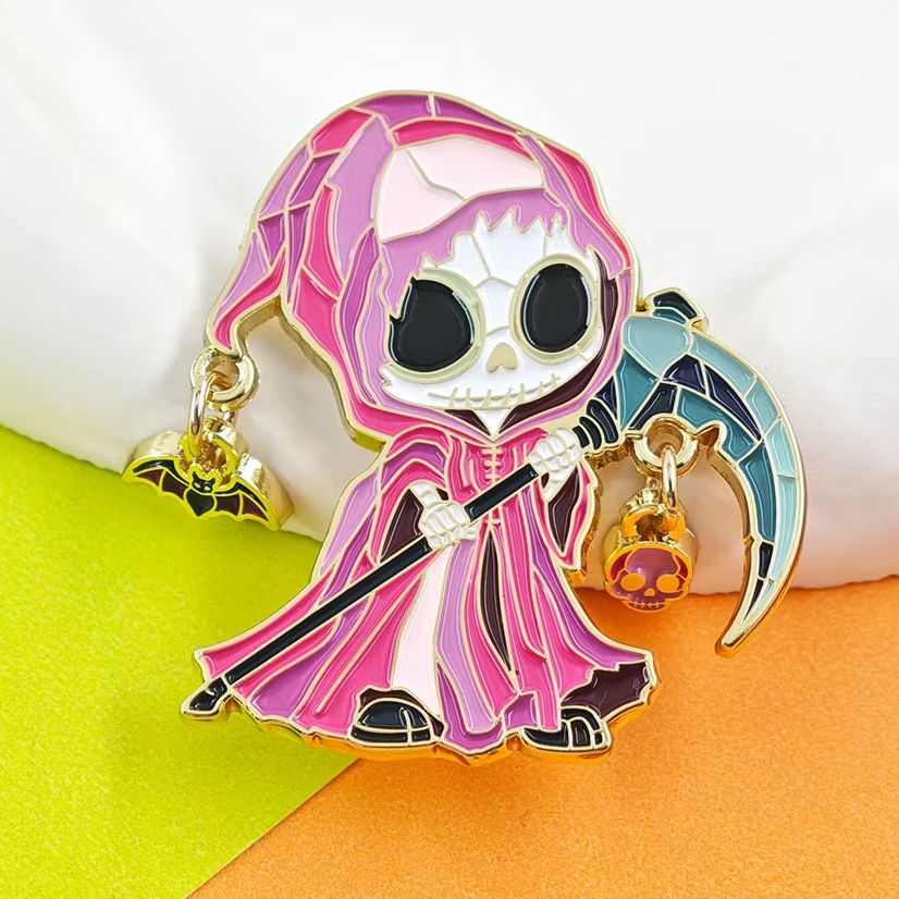 パステルゴス死神ダングルエナメルピンキュートピンク鎌スカルブ - Embroidery Bracelet のレビューと価格
