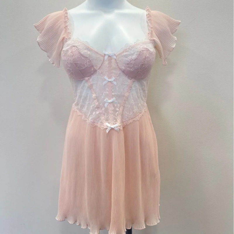 フランス製女性用ナイトガウン アイスシルク下着 セクシーラン - Embroidery Underwear のレビューと価格